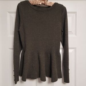 Adrienne Vittadini Olive Merino Wool Sweater